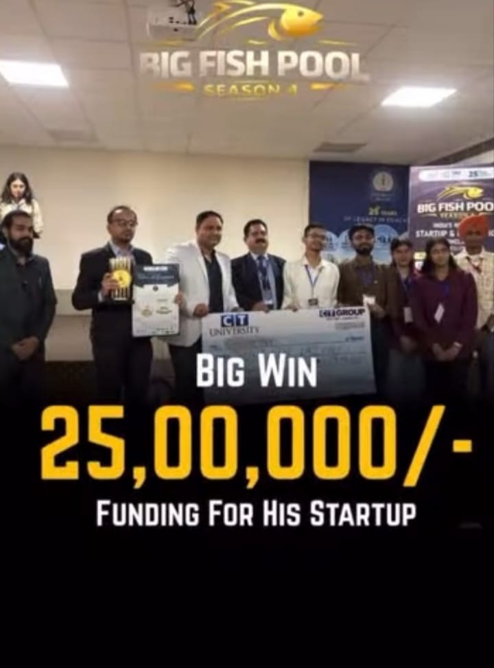 Big Fish Pool Season 4 coverage graphic: Big Win, 25,00,000 funding for his startup